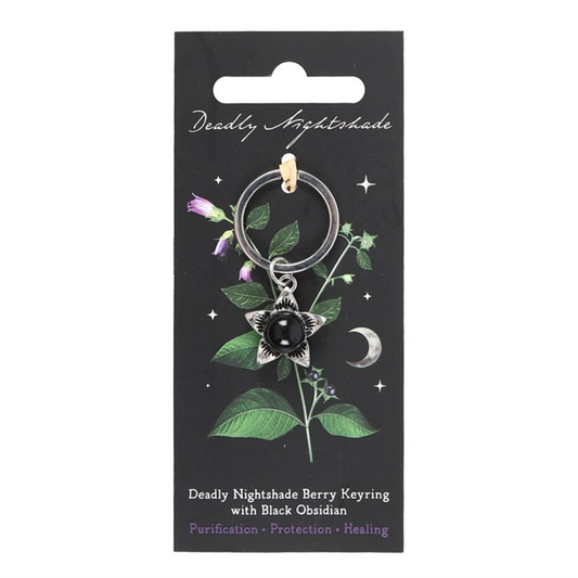 Deadly Nightshade Keyring with Black Obsidian