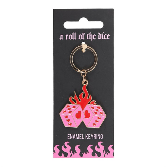 Flaming Dice Keyring