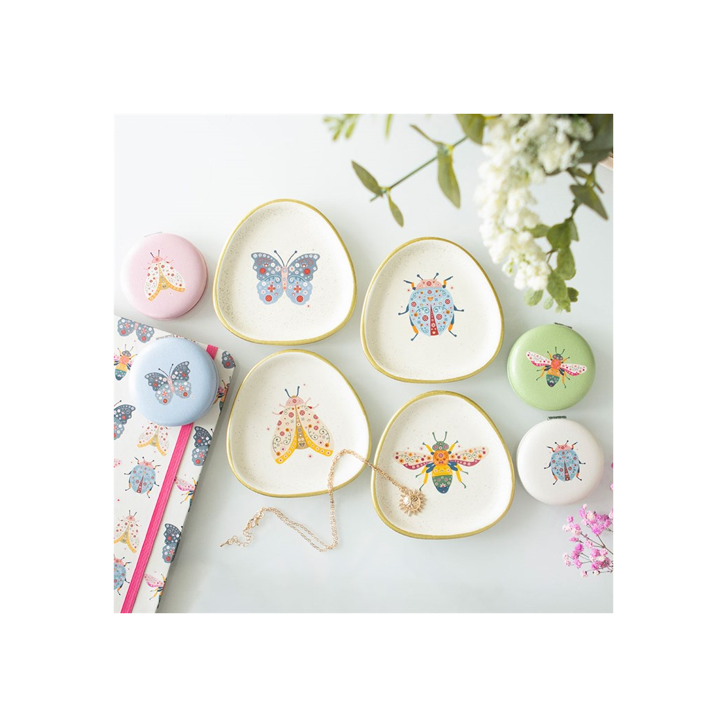 Set of 4 Floral Bug Trinket Dishes