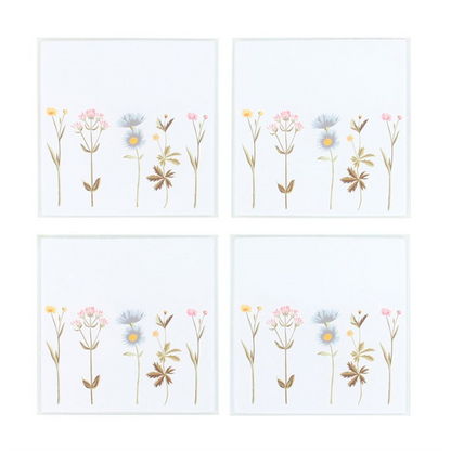 Floral Glass Coaster Set