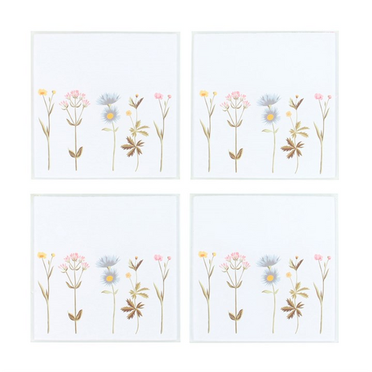 Floral Glass Coaster Set