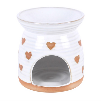 Beige Heart Print Oil Burner