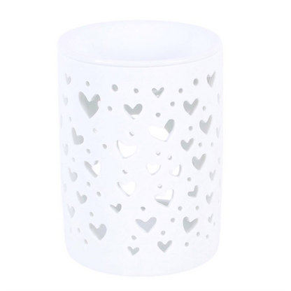 White Heart Cut Out Oil Burner and Wax Warmer