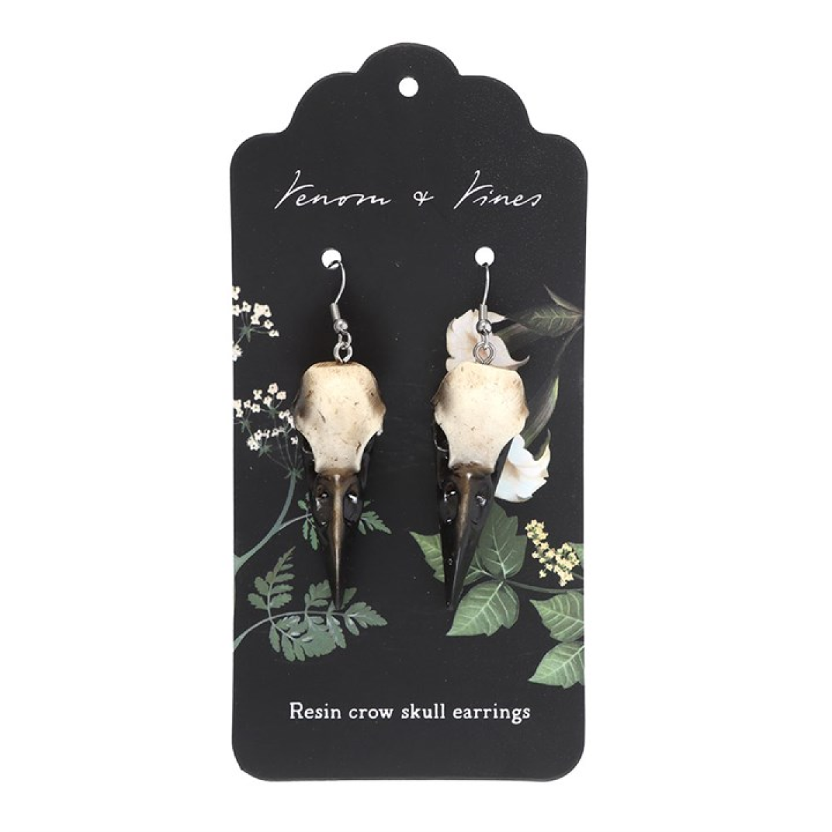 Resin Crow Skull Earrings