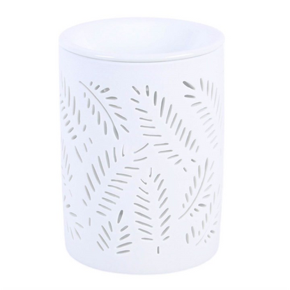 White Leafy Fern Cut Out Oil Burner and Wax Warmer