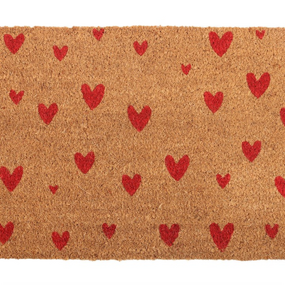 Natural Red Love Heart Doormat