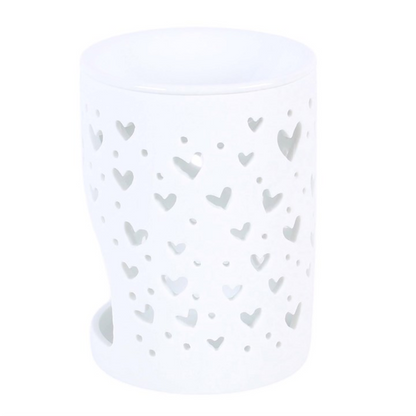 White Heart Cut Out Oil Burner and Wax Warmer