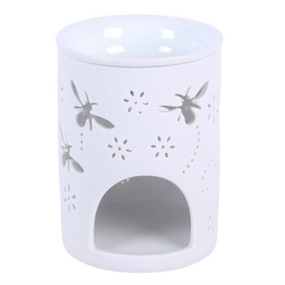 White Bee and Flower Cut Out Oil Burner and Wax Warmer