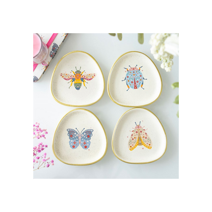 Set of 4 Floral Bug Trinket Dishes