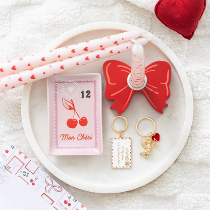 Red Bow Taper Candle Holder