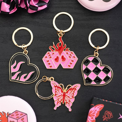 Checkerboard Heart Keyring