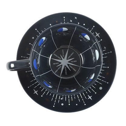 Blue Moon Phase Teacup and Saucer