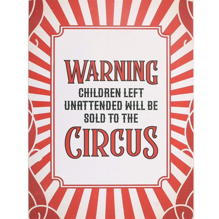 Circus Warning Metal Hanging Sign