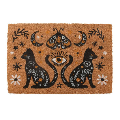 Natural Frightful Folk Cat Doormat