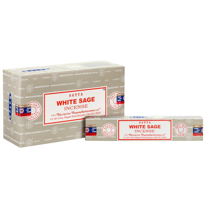 Set of 12 White Sage Incense Sticks by Satya (12/50)