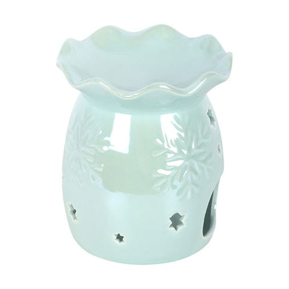Iridescent Blue Snowflake Oil Burner and Wax Warmer