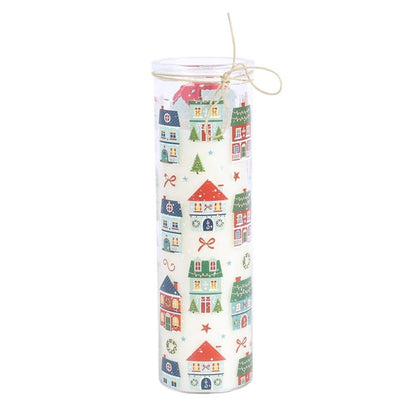 Christmas Street Print Gingerbread Cookie Tube Candle