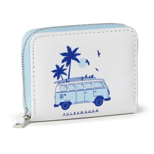 VW Volkswagen T1 Transporter Zip Around Fabric Purse / Wallet - Blue