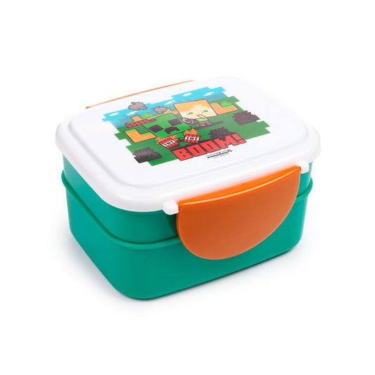 Minecraft Chibi Clip Lock Stacked Bento Lunch Box with Cutlery