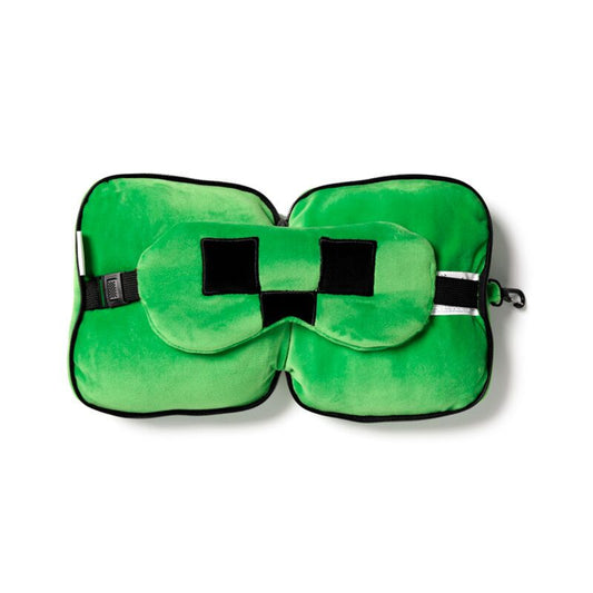 Relaxeazzz Minecraft Creeper Shaped Plush Travel Pillow & Eye Mask