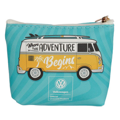 Volkswagen VW T1 Camper Bus Surf & Summer PVC Purse - Blue