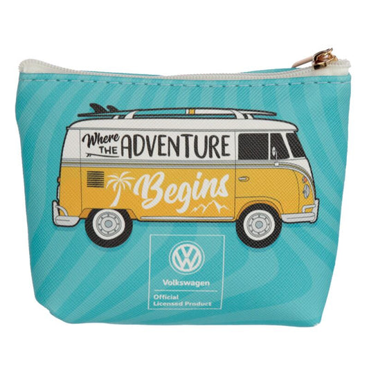Volkswagen VW T1 Camper Bus Surf & Summer PVC Purse - Blue