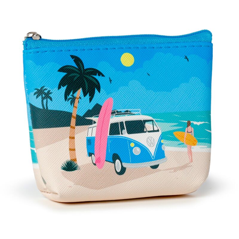 Volkswagen VW T1 Camper Bus Waves are Calling PVC Purse - Blue
