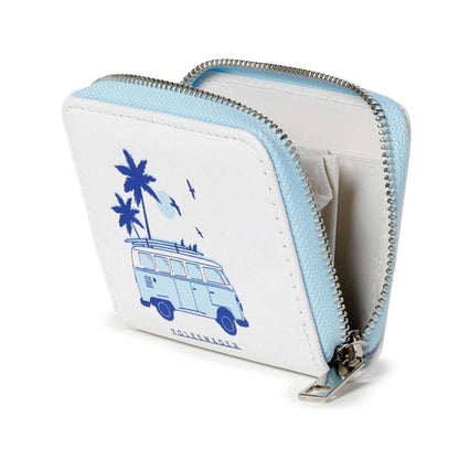 VW Volkswagen T1 Transporter Zip Around Fabric Purse / Wallet - Blue