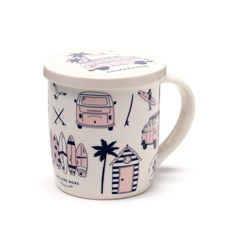 Volkswagen VW T1 Camper Bus Explore More Infuser Mug Set with Lid