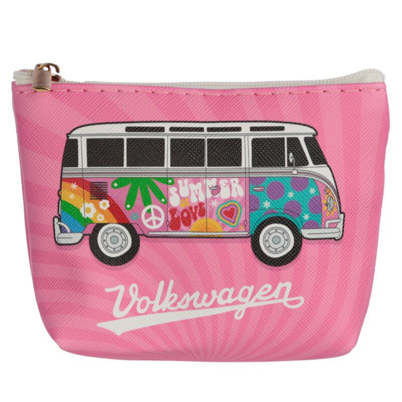 Volkswagen VW T1 Camper Bus Surf & Summer PVC Purse - Pink