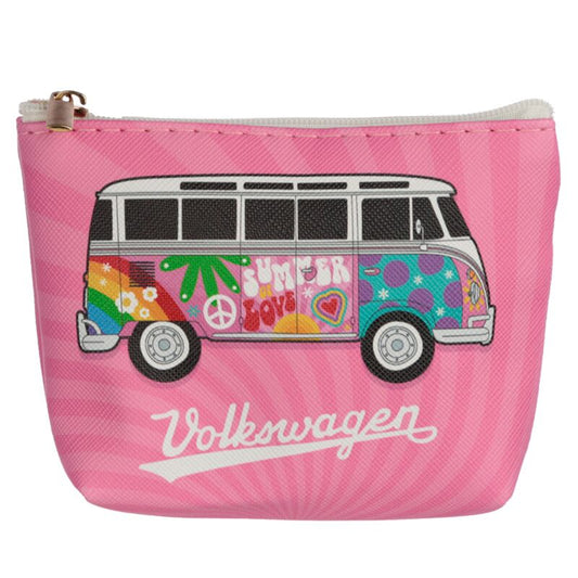 Volkswagen VW T1 Camper Bus Surf & Summer PVC Purse - Pink
