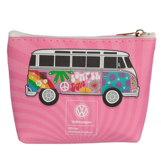 Volkswagen VW T1 Camper Bus Surf & Summer PVC Purse - Pink