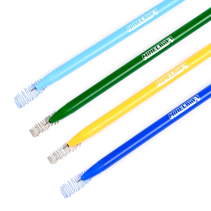 Set of 4 Erasable Pens with Minecraft Chibi Silicone Topper