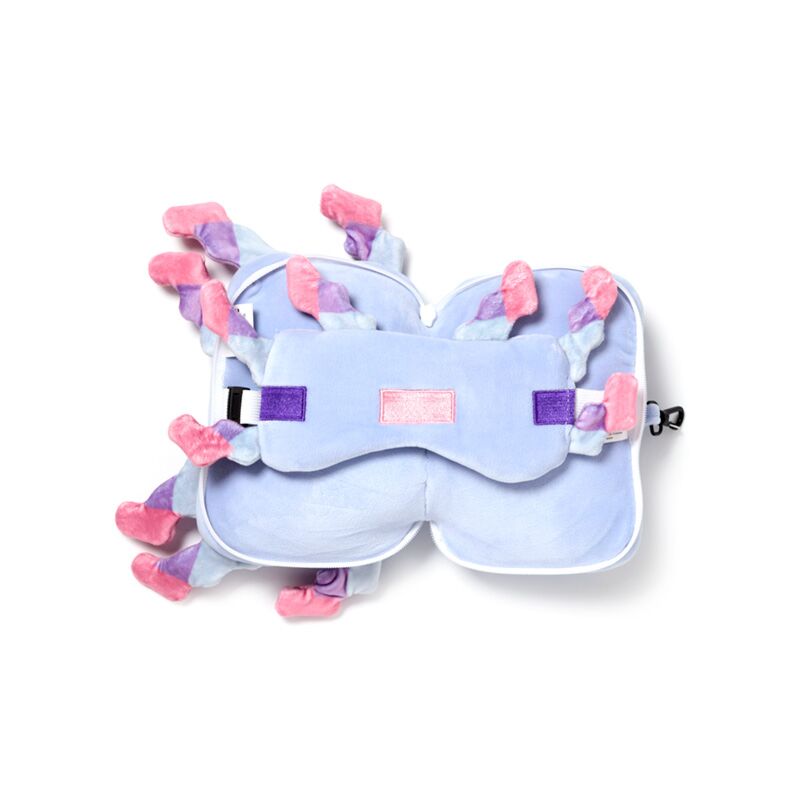 Relaxeazzz Minecraft Axolotl Shaped Plush Travel Pillow & Eye Mask