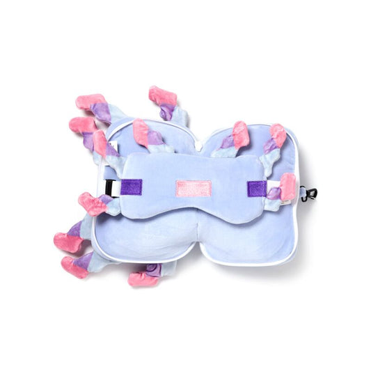 Relaxeazzz Minecraft Axolotl Shaped Plush Travel Pillow & Eye Mask