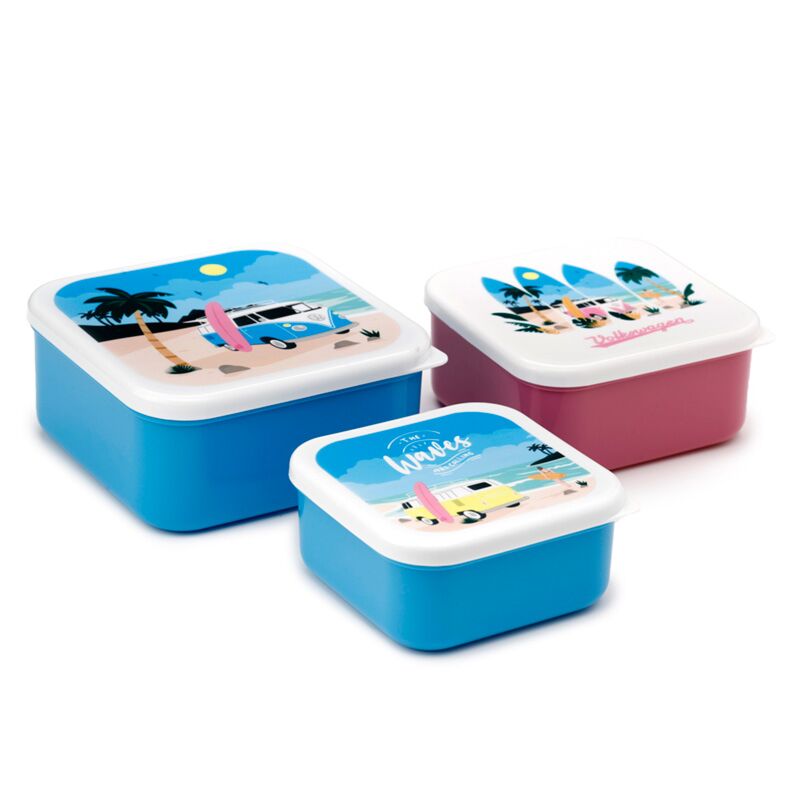 Set of 3 Lunch Box M/L/XL Volkswagen VW T1 Camper Bus Waves are Calling