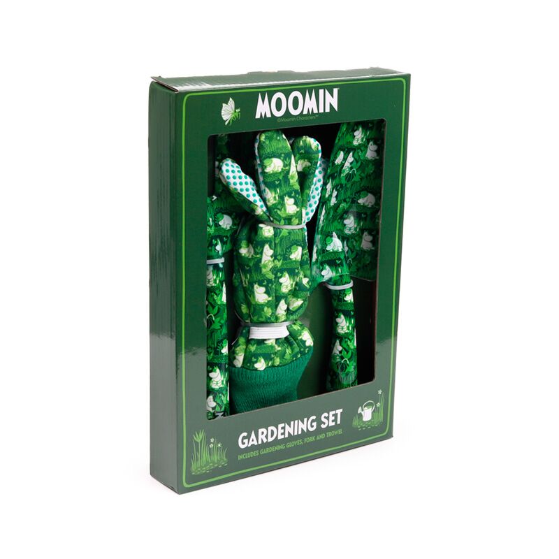 Moomin Garden Life 3 Piece Trowel, Fork & Gloves Gardening Gift Set