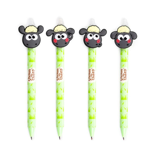 Set of 4 Kawaii Cute Shaun the Sheep Erasable Pens with PVC Topper