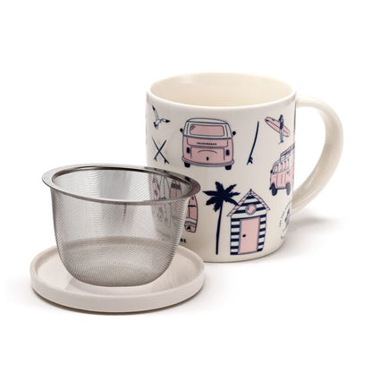Volkswagen VW T1 Camper Bus Explore More Infuser Mug Set with Lid