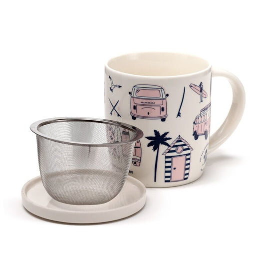 Volkswagen VW T1 Camper Bus Explore More Infuser Mug Set with Lid