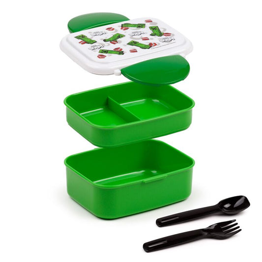 Minecraft SSS… Boom Clip Lock Stacked Bento Lunch Box with Cutlery