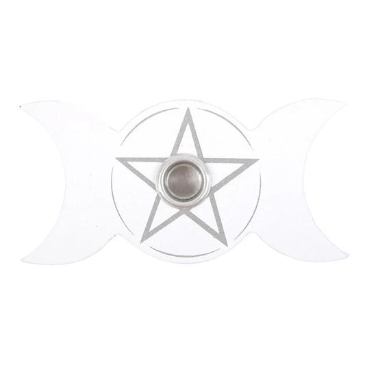 Triple Moon Spell Candle Holder - White