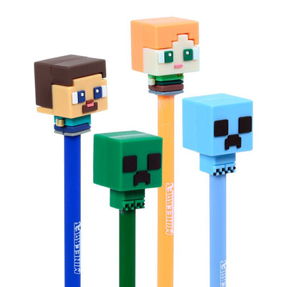 Set of 4 Erasable Pens with Minecraft Chibi Silicone Topper