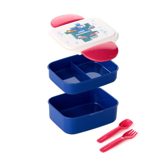 Minecraft Axolotl Clip Lock Stacked Bento Lunch Box with Cutlery