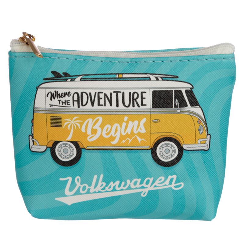Volkswagen VW T1 Camper Bus Surf & Summer PVC Purse - Blue