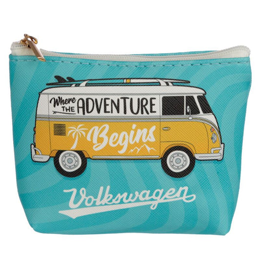 Volkswagen VW T1 Camper Bus Surf & Summer PVC Purse - Blue