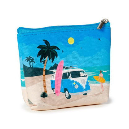 Volkswagen VW T1 Camper Bus Waves are Calling PVC Purse - Blue