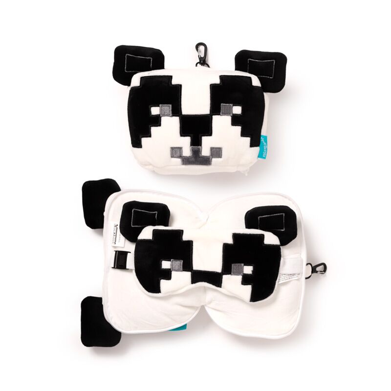 Relaxeazzz Minecraft Panda Shaped Plush Travel Pillow & Eye Mask