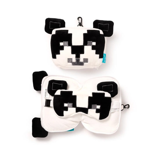 Relaxeazzz Minecraft Panda Shaped Plush Travel Pillow & Eye Mask