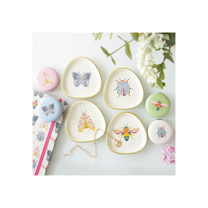 Set of 4 Floral Bug Trinket Dishes